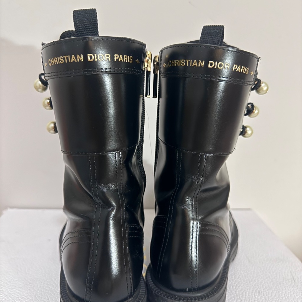 Dior D-Strike Combat Ankle Boots Black Calfskin Leather Size [size 6) - Picture 5 of 9